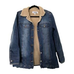 Vtg Y2K Old Navy Sherpa Lined Ddnim Jacket Womems M 2000s Minimalist Gorpcore